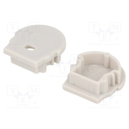 10 set : A1970022 -AS - Cap for LED profiles, grey, 2pcs, ABS, with hole,rounded, UNI12