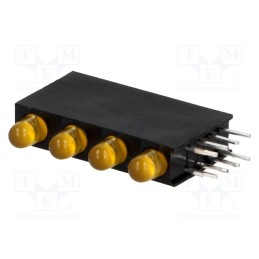 10 pcs : H30D-4AD - LED, in housing, amber, 3mm, No.of diodes: 4, 20mA, 80°, 1.6÷2.6V