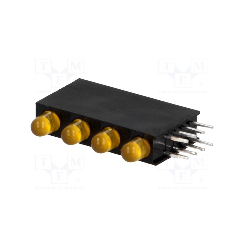 10 pcs : H30D-4AD - LED, in housing, amber, 3mm, No.of diodes: 4, 20mA, 80°, 1.6÷2.6V