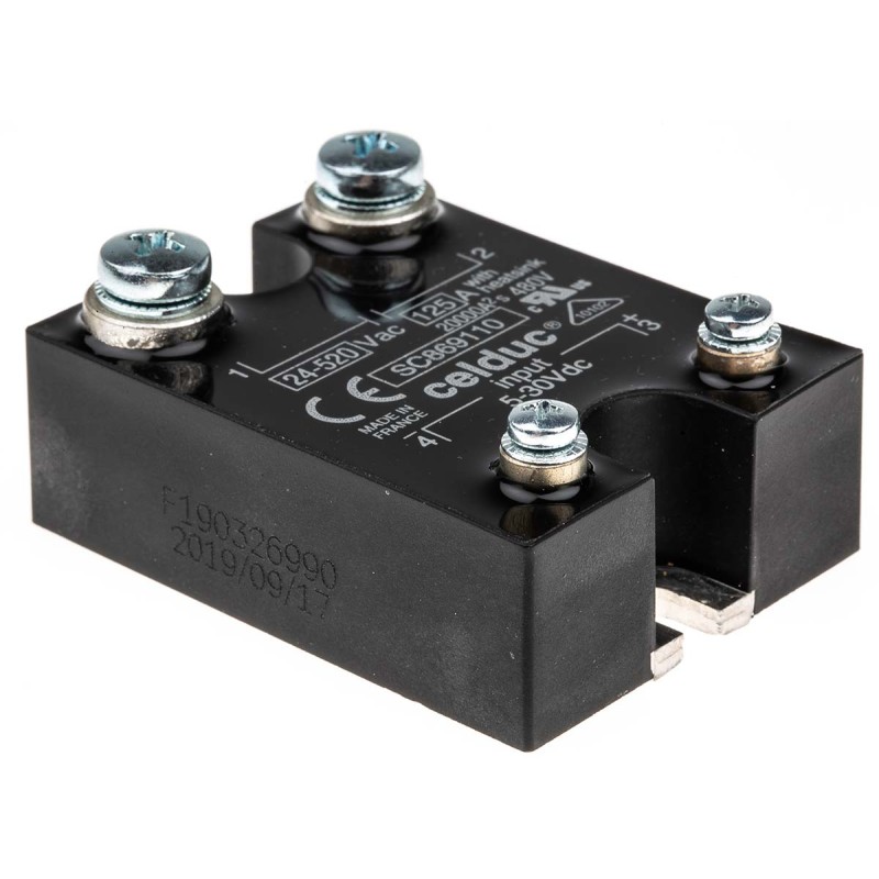 1 pcs - Celduc SC8 Series Solid State Relay, 125 A Load, Panel Mount, 400 V rms Load, 30 V dc Control