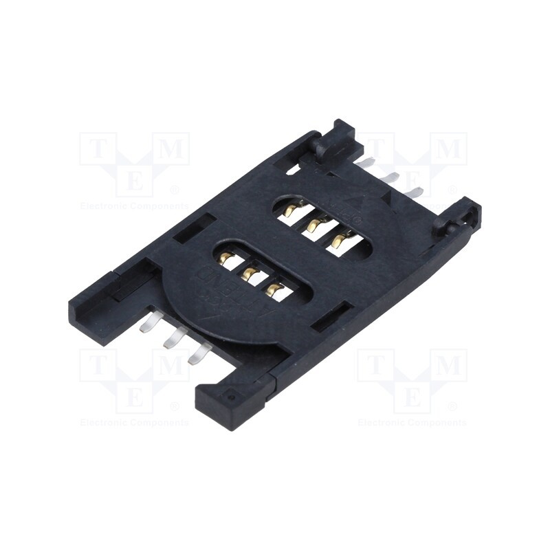 10 pcs : 115B-AAA0-R01 - Connector: for cards, SIM, with hinged holder, SMT, gold-plated