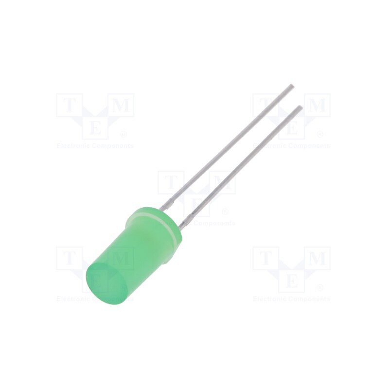 10 pcs : OSPPD25TK4A - LED, 5mm, green, 500÷750mcd, 180°, Front: flat, 2.7÷3.4V