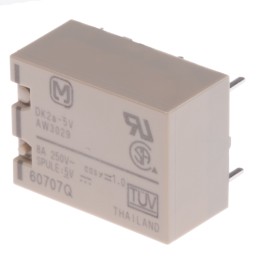 1 pcs - Panasonic PCB Mount Power Relay, 5V dc Coil, 8A Switching Current, DPST