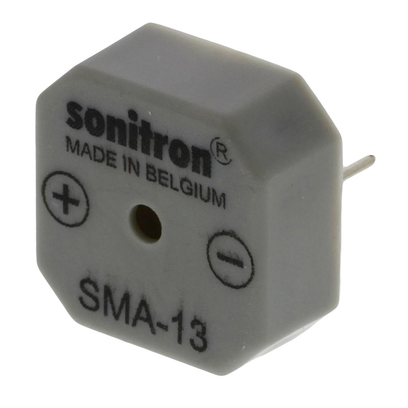 1 pcs - Sonitron 75dB Through Hole Continuous Internal Buzzer, 13.9 x 13.9 x 6mm, 1.5V dc Min, 24V dc Max