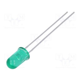10 pcs : HLMP-3519 - LED, 5mm, green, 12÷70mcd, 24°, Front: convex, 2.1÷2.7V