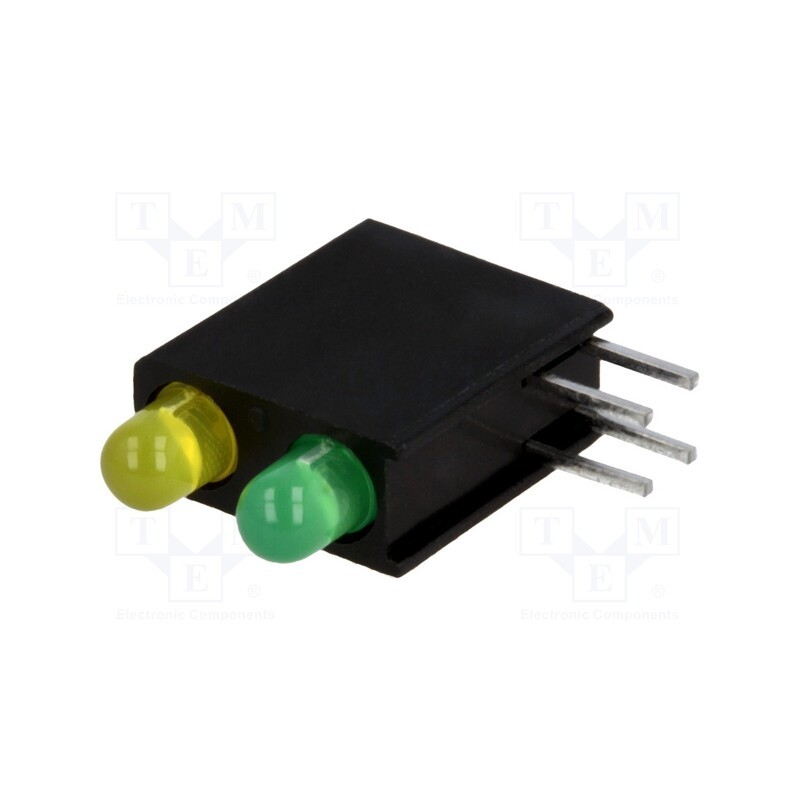 10 pcs : L-7104GE/1LY1LGD-RV - LED, in housing, yellow/green, 3mm, No.of diodes: 2, 2mA, 40°