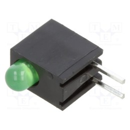 10 pcs : H101CGDL - LED, in housing, green, 3mm, No.of diodes: 1, 2mA, Lens: diffused