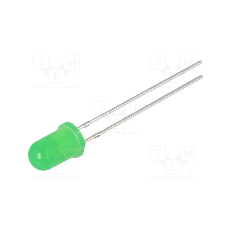 10 pcs : OSG5DP5A34A-6.8HZ - LED, 5mm, green, 1560÷2180mcd, 30°, Front: convex, 3÷5V, -30÷85°C