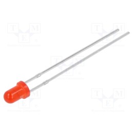 10 pcs : N0R64L31 - LED, 3mm, red, 450÷560(typ)-700mcd, 40°, Front: convex, 2÷2.5V, 85mW
