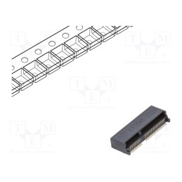 10 pcs : 123A-40E00 - Connector: M.2 (NGFF), horizontal, SMT, gold flash, PIN: 67, 0.5A