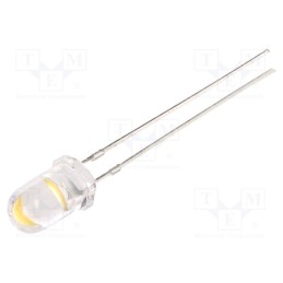 10 pcs : OSM56V5111A - LED, 5mm, white warm, 55000÷65000mcd, 15°, Front: convex, 5.5÷6.5V