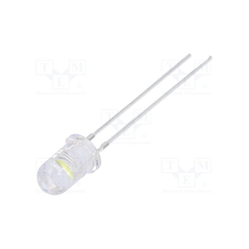 10 pcs : OSW49V5B61A - LED, 5mm, white cold, 25000÷30000mcd, 60°, Front: convex, 7.8÷9.5V