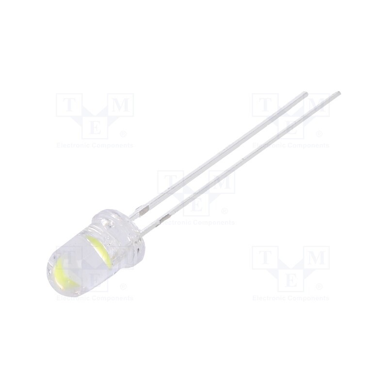 10 pcs : OSW49V5111A - LED, 5mm, white cold, 90000÷100000mcd, 15°, Front: convex, 7.8÷9.5V