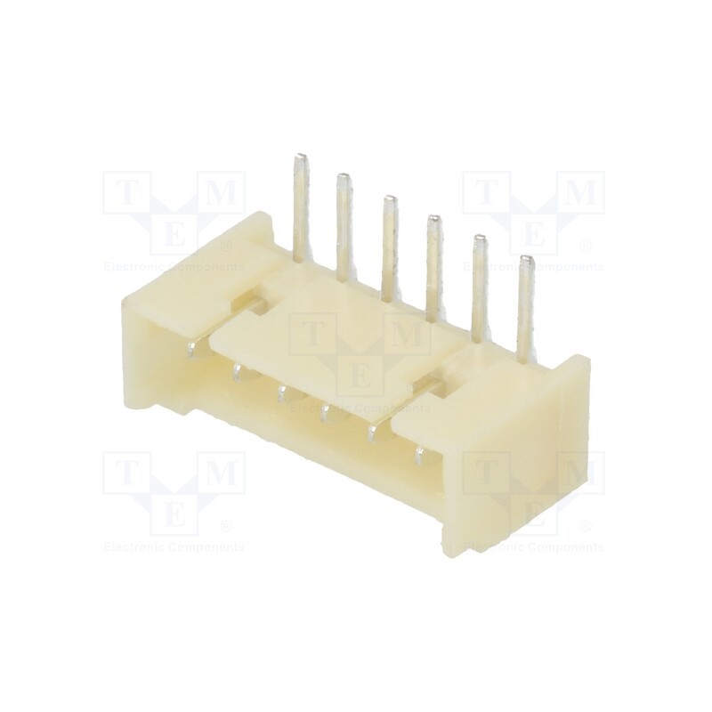 10 pcs : 125SH-A-06-TR - Socket, wire-board, male, 1.25mm, PIN: 6, THT, 250V, 1A, tinned