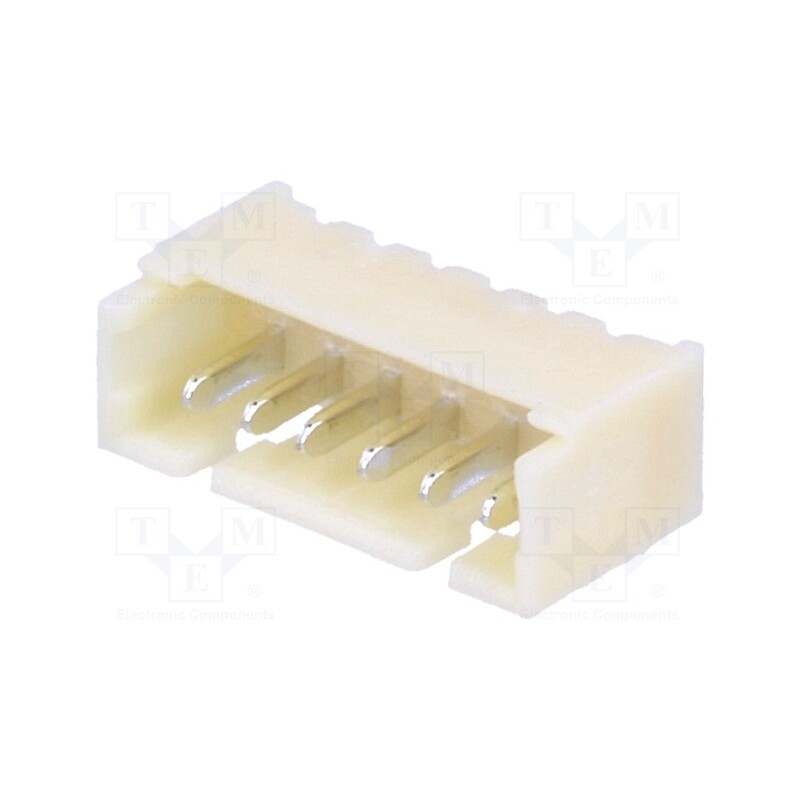 10 pcs : 125SH-A-06-TS - Socket, wire-board, male, 1.25mm, PIN: 6, THT, 125V, 1A, tinned