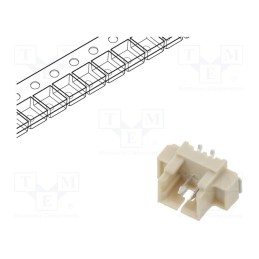 20 pcs : 125SH-B-02-TS-SMT-T/R - Socket, wire-board, male, 1.25mm, PIN: 2, SMT, 250V, 1A, tinned