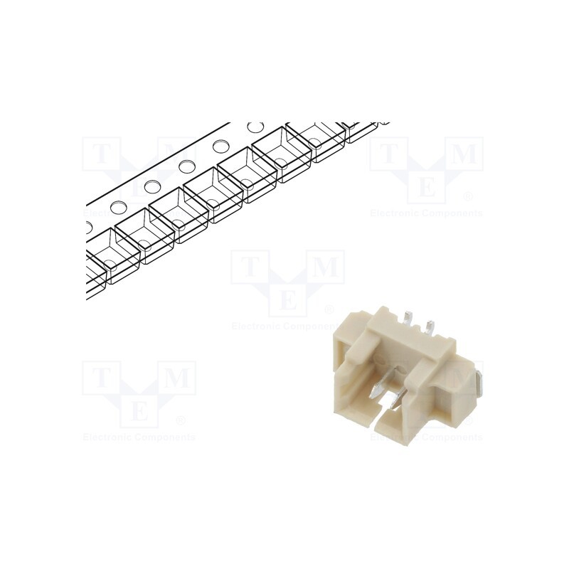 20 pcs : 125SH-B-02-TS-SMT-T/R - Socket, wire-board, male, 1.25mm, PIN: 2, SMT, 250V, 1A, tinned