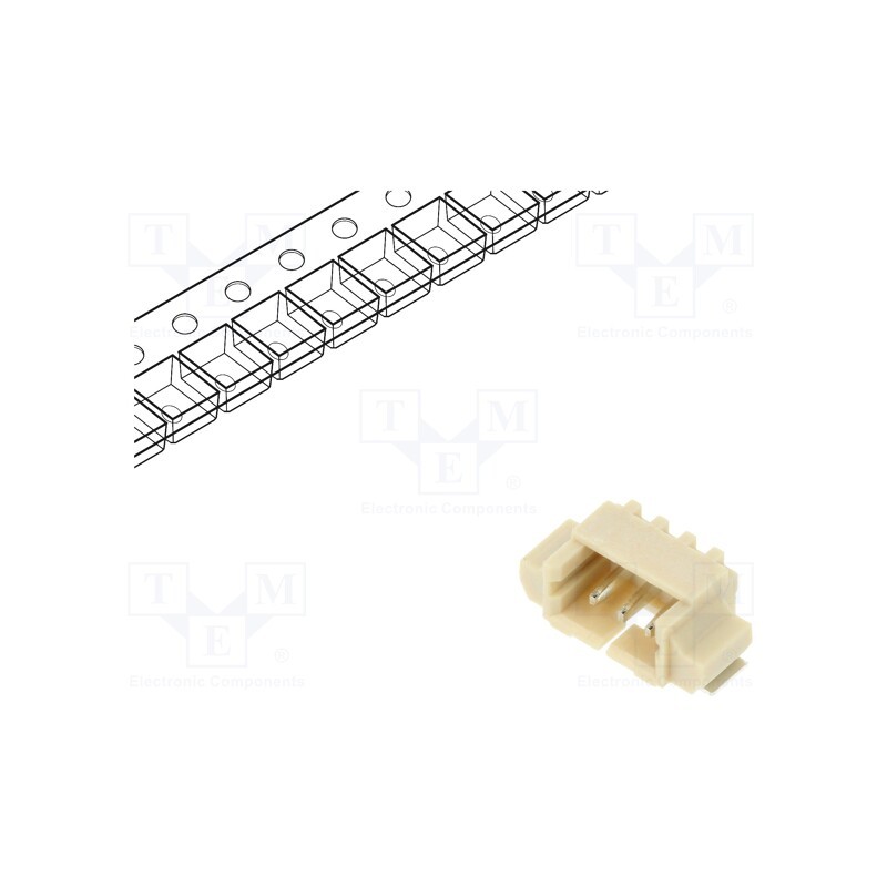 10 pcs : 125SH-B-03-TR-SMT-T/R - Socket, wire-board, male, 1.25mm, PIN: 3, SMT, 125V, 1A, tinned