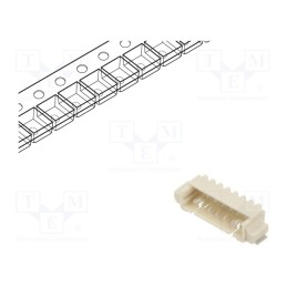 10 pcs : 125SH-B-07-TR-SMT-T/R - Socket, wire-board, male, 1.25mm, PIN: 7, SMT, 125V, 1A, tinned