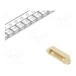 10 pcs : 125SH-B-08-TR-SMT-T/R - Socket, wire-board, male, 1.25mm, PIN: 8, SMT, 125V, 1A, tinned