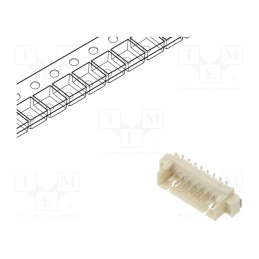 10 pcs : 125SH-B-08-TS-SMT-T/R - Socket, wire-board, male, 1.25mm, PIN: 8, SMT, 250V, 1A, tinned