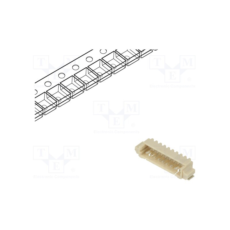 10 pcs : 125SH-B-09-TR-SMT-T/R - Socket, wire-board, male, 1.25mm, PIN: 9, SMT, 125V, 1A, tinned