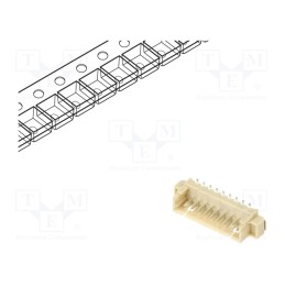10 pcs : 125SH-B-09-TS-SMT-T/R - Socket, wire-board, male, 1.25mm, PIN: 9, SMT, 250V, 1A, tinned