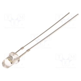 10 pcs : OSM5DK3131A-12V - LED, 3mm, white warm, 2180÷3000mcd, 30°, Front: convex, 12V