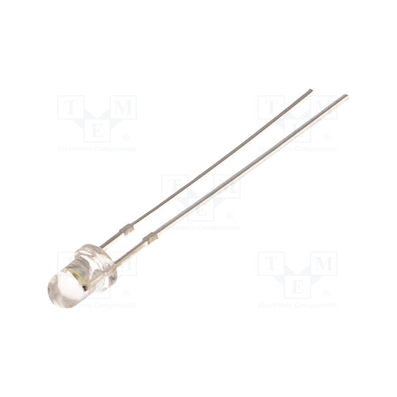 10 pcs : OSM5DK3131A-12V - LED, 3mm, white warm, 2180÷3000mcd, 30°, Front: convex, 12V