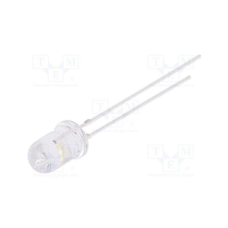 10 pcs : OSM5DK5A31A-5V - LED, 5mm, white warm, 2180÷3000mcd, 30°, Front: convex, 5V