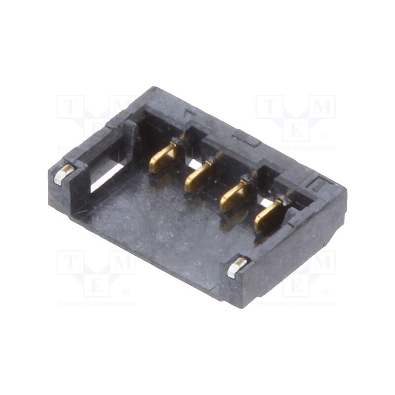 10 pcs : 12SH-A4-04-GS-SMT-BK - Socket, wire-board, male, 1.2mm, PIN: 4, SMT, on PCBs, -25÷85°C, 50V