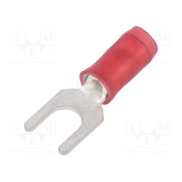 10 pcs : 130516 - Tip: fork, M4, Ø: 4.3mm, 0.26÷1.65mm2, crimped, for cable, insulated