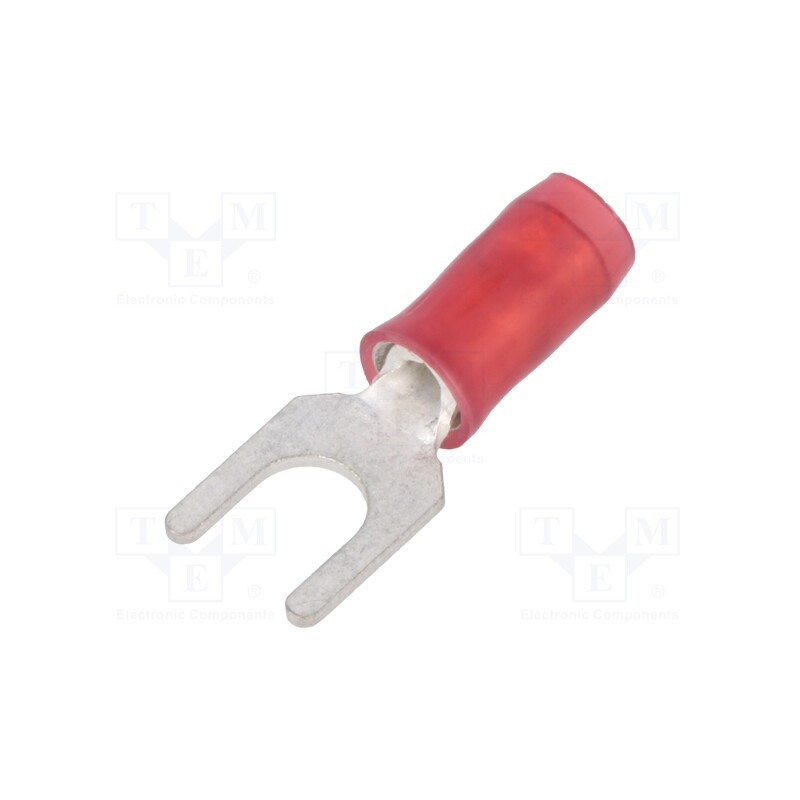 10 pcs : 130516 - Tip: fork, M4, Ø: 4.3mm, 0.26÷1.65mm2, crimped, for cable, insulated