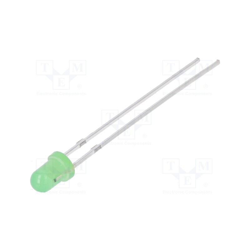 10 pcs : OSG5DA3134A-12V - LED, 3mm, green, 1120÷1560mcd, 30°, Front: convex, 12V, No.of term: 2
