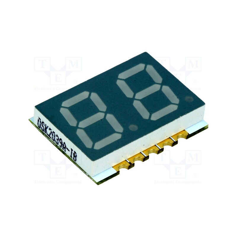 10 pcs : OSK2039A-LY - Display: LED, 7-segment, 10mm, 0.39', No.char: 2, yellow, 5÷15mcd