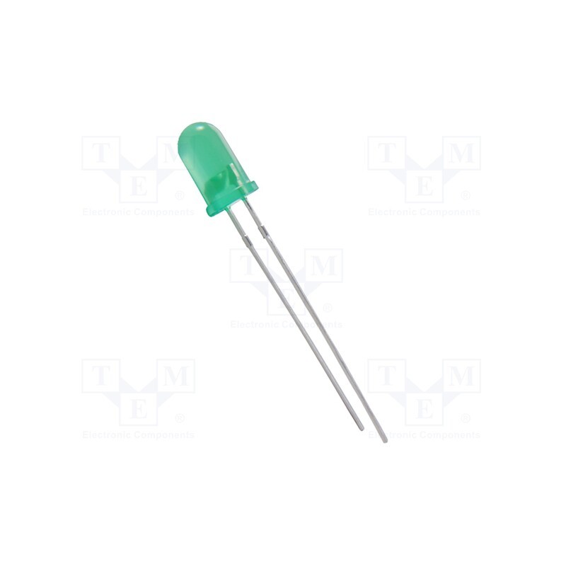 10 pcs : NTE3024 - LED, 5mm, green-yellow, 45÷55mcd, 35°, Front: convex, 2.2÷2.6V