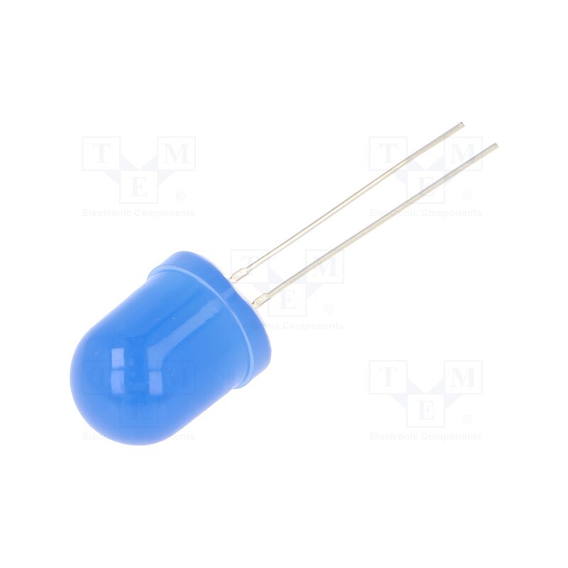 10 pcs : OSB5SAA134A-12V - LED, 10mm, blue, 750÷1120mcd, 30°, Front: convex, 12V, No.of term: 2