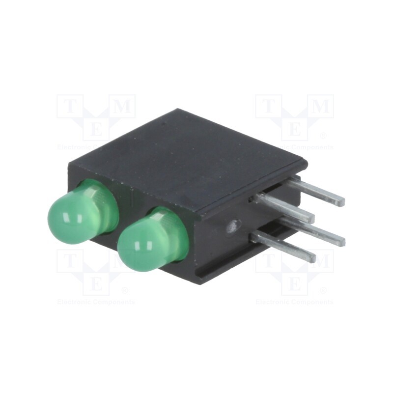 10 pcs : L-934EB/2GD - LED, in housing, green, 3mm, No.of diodes: 2, 20mA, 60°, 2.2÷2.5V