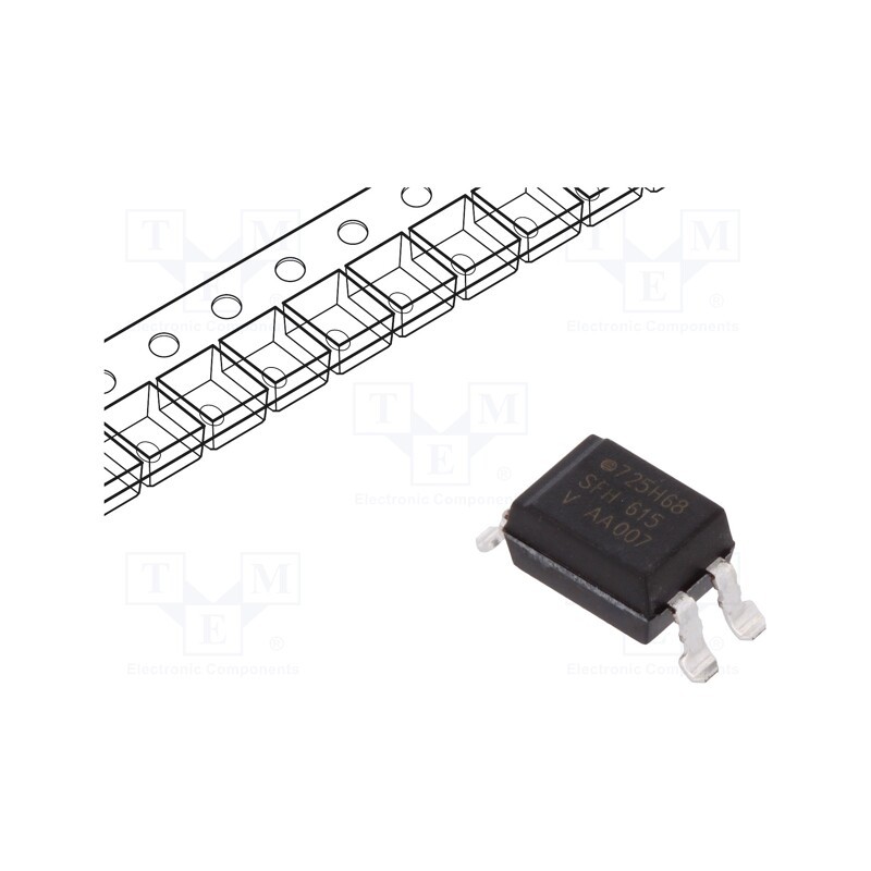 10 pcs : SFH615AA-X007 - Optocoupler, SMD, Ch: 1, OUT: transistor, Uinsul: 5.3kV, Uce: 70V