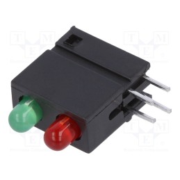 10 pcs : DVDD220 - LED, in housing, green/red, 3mm, No.of diodes: 2, 20mA, 40°, 2÷2.2V