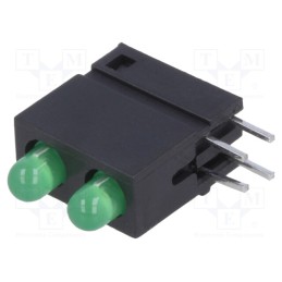 10 pcs : DVDD222 - LED, in housing, green, 3mm, No.of diodes: 2, 20mA, 40°, 2.2V, 25mcd