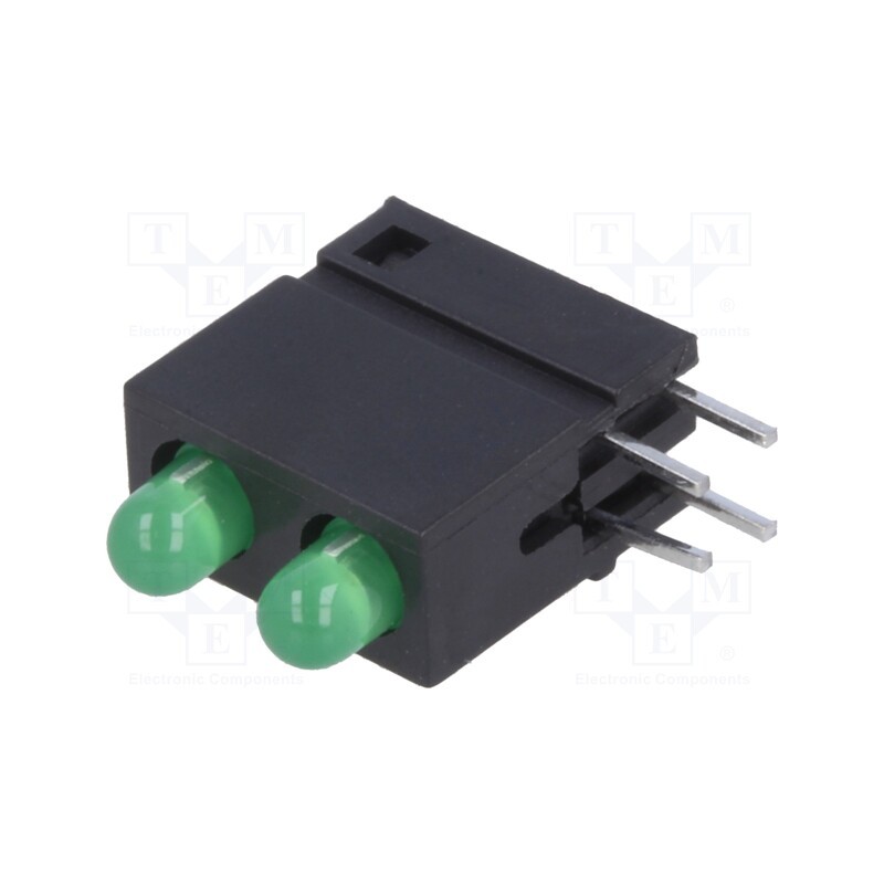 10 pcs : DVDD222 - LED, in housing, green, 3mm, No.of diodes: 2, 20mA, 40°, 2.2V, 25mcd