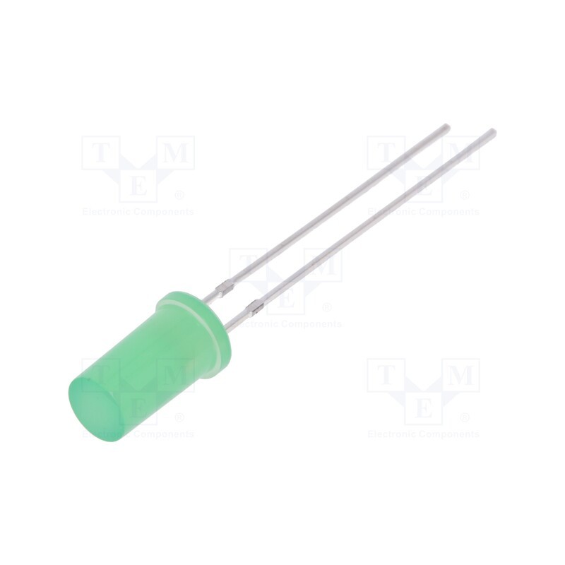 10 pcs : OSG5DA5TK4A - LED, 5mm, green, 500÷750mcd, 180°, Front: flat, 2.8÷3.6V