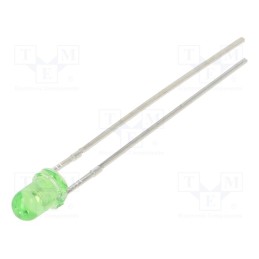 10 pcs : OSG53133A-VV - LED, 3mm, green, 4200mcd, 30°, Front: convex, 3÷15V, No.of term: 2