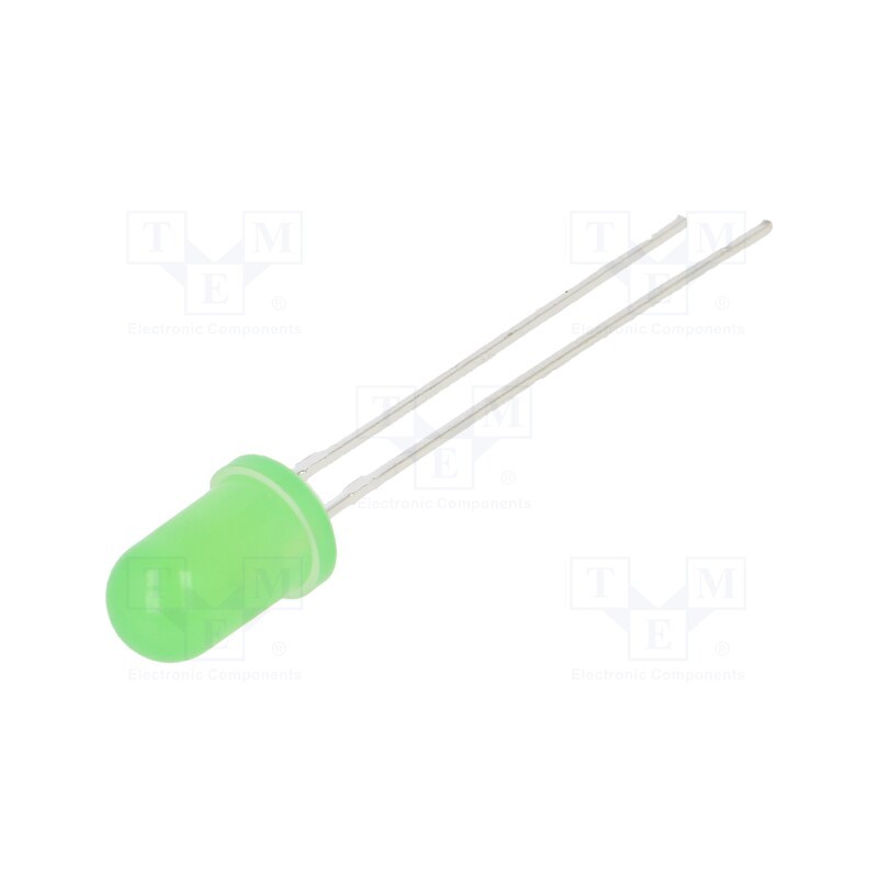 10 pcs : OSG55154A-VV - LED, 5mm, green, 750mcd, 50°, Front: convex, 3÷15V, No.of term: 2