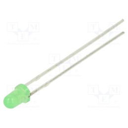 10 pcs : OSG5DA3134A-5V - LED, 3mm, green, 1120÷1560mcd, 30°, Front: convex, 5V, No.of term: 2