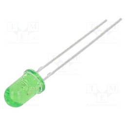 10 pcs : OSG55133A-VV - LED, 5mm, green, 5800mcd, 30°, Front: convex, 3÷15V, No.of term: 2