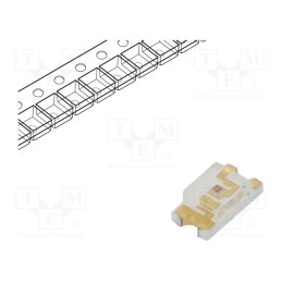 10 pcs : NTE30076 - LED, SMD, 1206, yellow, 30÷100mcd, 3.2x1.6mm, 140°, 2÷2.4V, 20mA