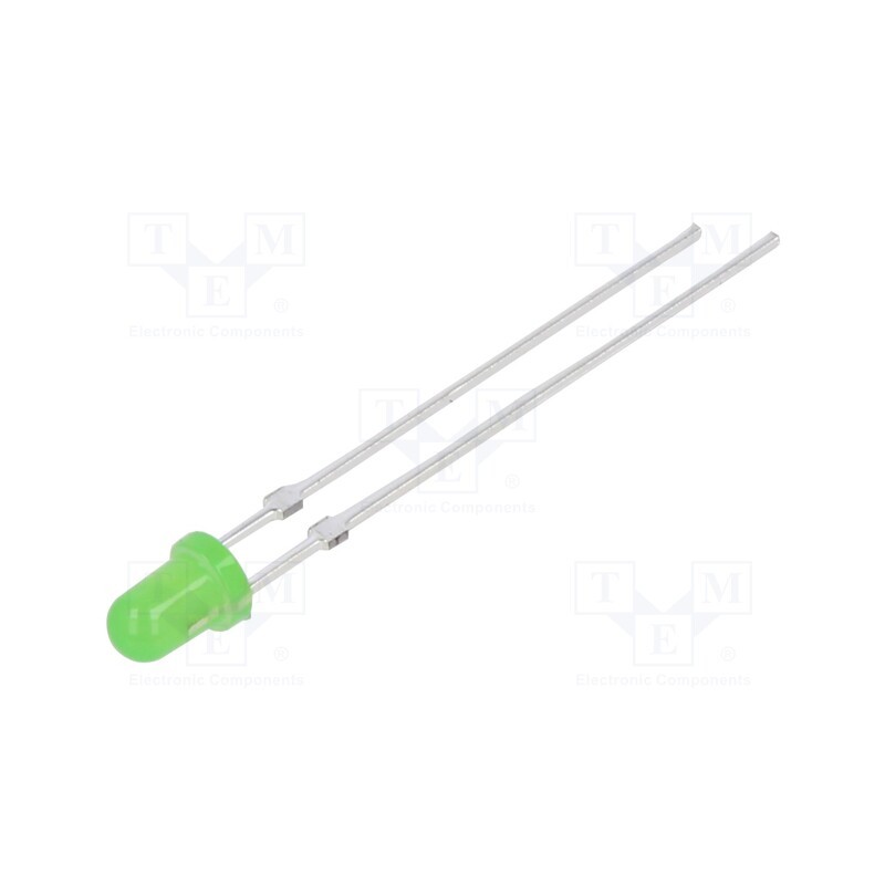10 pcs : OSG5DA3144C - LED, 3mm, green, 1560÷2180mcd, 40°, Front: convex, 2.9÷3.4V, 102mW