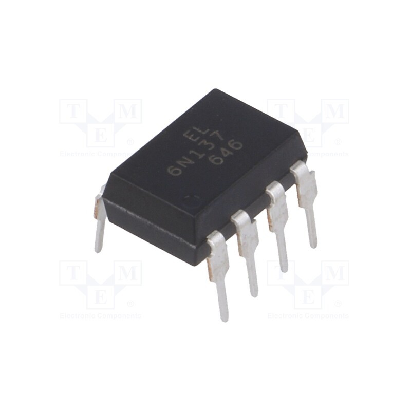 10 pcs : 6N137 - Optocoupler, THT, Ch: 1, OUT: logic, 5kV, 10Mbps, DIP8, 6N137